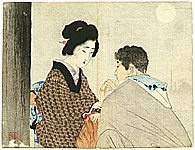 Eisen Tomioka 1864-1905 - Talking under the Moon Light - artelino Art Auctions. Eisen Tomioka 1864-1905 - Talking under the Moon Light
