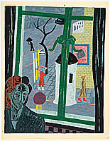 Fumio Kitaoka born 1918 - The Rain at Window-side - artelino Art Auctions. Fumio Kitaoka born 1918 - The Rain at Window-side