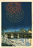 Eiichi Kotozuka 1906-1979 - Fireworks at Kamo River - artelino Art Auctions. Eiichi Kotozuka 1906-1979 - Fireworks at Kamo River