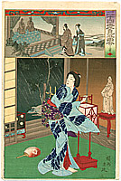 Chikanobu Toyohara 1838-1912 - Thunder Storm - Nijushiko Mitate E Awase - artelino Art Auctions. Chikanobu Toyohara 1838-1912 - Thunder Storm - Nijushiko Mitate E Awase