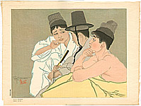 Paul Jacoulet 1902-1960 - Three Koreans, Seoul - Trois Coreens, Seoul Coree - artelino Art Auctions. Paul Jacoulet 1902-1960 - Three Koreans, Seoul - Trois Coreens, Seoul Coree