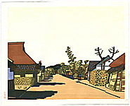 Unichi Hiratsuka 1895-1997 - Sunlit Street - View of Azuchi - artelino Art Auctions. Unichi Hiratsuka 1895-1997 - Sunlit Street - View of Azuchi