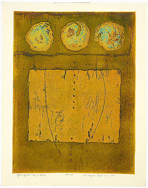 Hiroyuki Tajima 1911-1984 - Yellow Print - artelino Art Auctions. Hiroyuki Tajima 1911-1984 - Yellow Print