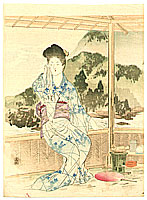 Shoso Mishima 1856-1928 - Beauty at Resort - artelino Art Auctions. Shoso Mishima 1856-1928 - Beauty at Resort