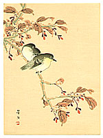 Hobun Kikuchi 1862-1918 - Japanese White-eyes on Cherry Branch - artelino Art Auctions. Hobun Kikuchi 1862-1918 - Japanese White-eyes on Cherry Branch