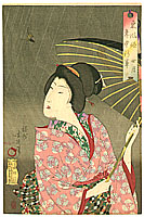 Chikanobu Toyohara 1838-1912 - Beauty and Bird - Azuma Fuzoku Nenju Gyoji - artelino Art Auctions. Chikanobu Toyohara 1838-1912 - Beauty and Bird - Azuma Fuzoku Nenju Gyoji