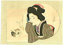 Eisen Tomioka 1864-1905 - Beauty and puppies - artelino Art Auctions. Eisen Tomioka 1864-1905 - Beauty and puppies