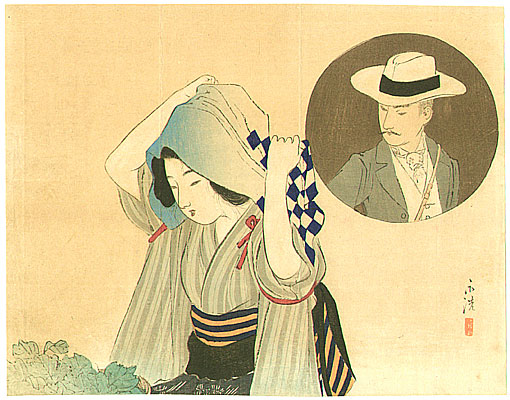 Eisen Tomioka 1864-1905 - Towel and Hat - artelino Art Auctions. Eisen Tomioka 1864-1905 - Towel and Hat