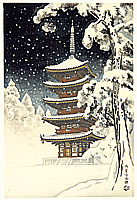 Nisaburo Ito 1910-1988 - Ninnaiji Temple Pagoda in Snow - artelino Art Auctions. Nisaburo Ito 1910-1988 - Ninnaiji Temple Pagoda in Snow