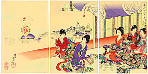 Chikanobu Toyohara 1838-1912 - Festival - Ladies at Chiyoda Palace - artelino Art Auctions. Chikanobu Toyohara 1838-1912 - Festival - Ladies at Chiyoda Palace