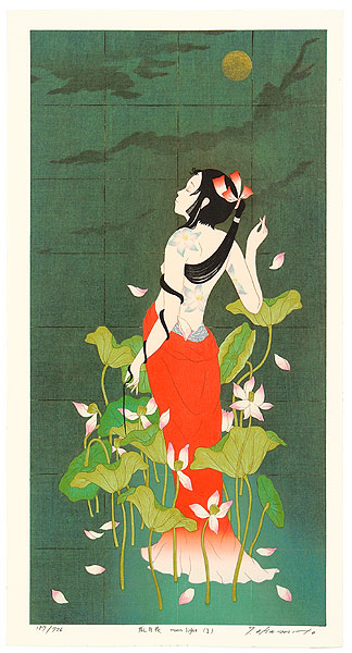 Ryusei Okamoto born 1949 - White Fox - Moonlight, No.1 - artelino Art Auctions. Ryusei Okamoto born 1949 - White Fox - Moonlight, No.1