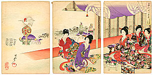 Chikanobu Toyohara 1838-1912 - Festival - Ladies at Chiyoda Palace - artelino Art Auctions. Chikanobu Toyohara 1838-1912 - Festival - Ladies at Chiyoda Palace