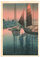 Koitsu Tsuchiya 1870-1949 - Sunset at Tomonotsu - artelino Art Auctions. Koitsu Tsuchiya 1870-1949 - Sunset at Tomonotsu