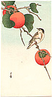 Gesso Yoshimoto 1881-1936 - Bird and Persimmons - artelino Art Auctions. Gesso Yoshimoto 1881-1936 - Bird and Persimmons