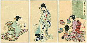 Chikanobu Toyohara 1838-1912 - After the Bath - Ladies of Chiyoda Palace - artelino Art Auctions. Chikanobu Toyohara 1838-1912 - After the Bath - Ladies of Chiyoda Palace