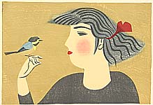 Senpan Maekawa 1888-1960 - Bird and Girl - artelino Art Auctions. Senpan Maekawa 1888-1960 - Bird and Girl