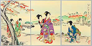 Chikanobu Toyohara 1838-1912 - Autumn Garden - Ladies of Chiyoda Palace - artelino Art Auctions. Chikanobu Toyohara 1838-1912 - Autumn Garden - Ladies of Chiyoda Palace