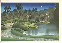 Bakufu Ono 1888-1976 - Tea House in Moon Light - artelino Art Auctions. Bakufu Ono 1888-1976 - Tea House in Moon Light