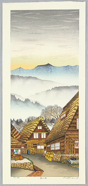 Ryusei Okamoto born 1949 - Old Village in Hida - artelino Art Auctions. Ryusei Okamoto born 1949 - Old Village in Hida