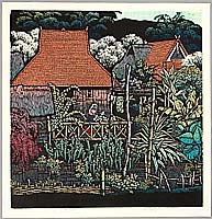 Shi Yi born 1939 - Houses in Flowering Shrubs