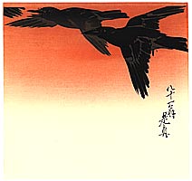 Zeshin Shibata 1807-1891 - Crows in Flight at Sunrise - artelino Art Auctions. Zeshin Shibata 1807-1891 - Crows in Flight at Sunrise