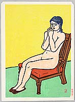 Unichi Hiratsuka 1895-1997 - Nude on a Red Chair - artelino Art Auctions. Unichi Hiratsuka 1895-1997 - Nude on a Red Chair