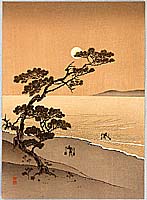 Yoshimune Arai 1873-1945 - Suma Beach at Night (Sepia Version)