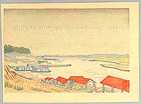 Unichi Hiratsuka 1895-1997 - Tama River in Rain - artelino Art Auctions. Unichi Hiratsuka 1895-1997 - Tama River in Rain