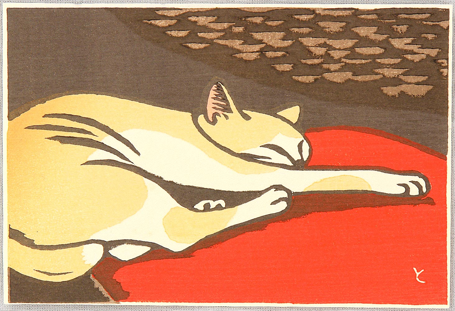 稲垣知雄 「夕暮の猫」 1972年 版画 A P サイン入り - 版画