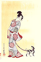 Gyosui Kawanabe 1868-1935 - Beauty and Dog - artelino Art Auctions. Gyosui Kawanabe 1868-1935 - Beauty and Dog