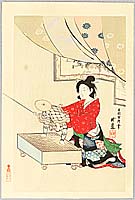 Gyosui Kawanabe 1868-1935 - Beauty and Puppet on Go Board - artelino Art Auctions. Gyosui Kawanabe 1868-1935 - Beauty and Puppet on Go Board