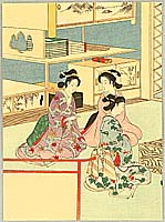 Eisen Tomioka 1864-1905 - Three Beauties in Go-game - artelino Art Auctions. Eisen Tomioka 1864-1905 - Three Beauties in Go-game
