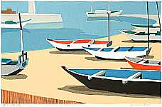 Yutaka Okubo born 1924 - Fishing Port at Midday - artelino Art Auctions. Yutaka Okubo born 1924 - Fishing Port at Midday