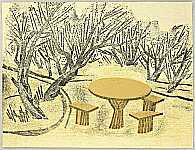 Senpan Maekawa 1888-1960 - Plum Trees and Table - artelino Art Auctions. Senpan Maekawa 1888-1960 - Plum Trees and Table