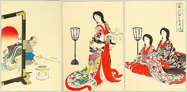 Chikanobu Toyohara 1838-1912 - Warding Off Devils - Ladies of Chiyoda Palace