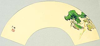 Seiho Takeuchi 1864-1942 - Trees on Fan - artelino Art Auctions. Seiho Takeuchi 1864-1942 - Trees on Fan