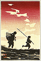 Yuichi Kikuchi active 1950s - Red Sunset Sky - artelino Art Auctions. Yuichi Kikuchi active 1950s - Red Sunset Sky