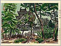 Okiie Hashimoto 1899-1993 - Castles of Japan - Ogakia Castle - artelino Art Auctions. Okiie Hashimoto 1899-1993 - Castles of Japan - Ogakia Castle