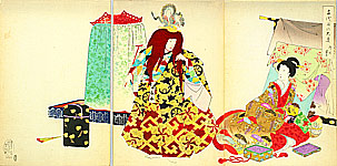 Chikanobu Toyohara 1838-1912 - Dragon King - Ladies in Chiyoda Palace - artelino Art Auctions. Chikanobu Toyohara 1838-1912 - Dragon King - Ladies in Chiyoda Palace