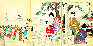 Chikanobu Toyohara 1838-1912 - Buddha Festival - Ladies of Chiyoda Palace - artelino Art Auctions. Chikanobu Toyohara 1838-1912 - Buddha Festival - Ladies of Chiyoda Palace