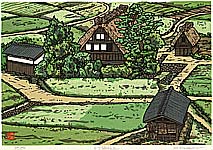 Katsuyuki Nishijima born 1945 - Village Houses at Shirakawa - artelino Art Auctions. Katsuyuki Nishijima born 1945 - Village Houses at Shirakawa