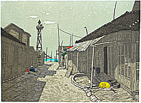 Fumio Kitaoka 1918-2007 - Afternoon at a Fishing Village - artelino Art Auctions. Fumio Kitaoka 1918-2007 - Afternoon at a Fishing Village