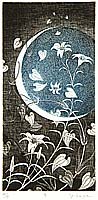 Yoshiko Kaga fl.ca. 1980s - Moon - artelino Art Auctions. Yoshiko Kaga fl.ca. 1980s - Moon