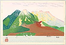 Hideo Nishiyama born 1911 - Twilight in Sakurajima - artelino Art Auctions. Hideo Nishiyama born 1911 - Twilight in Sakurajima