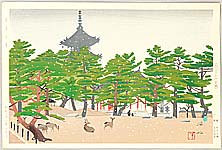 Shinso Mizuno fl.ca. 1940-50 - Snow at Nara - artelino Art Auctions. Shinso Mizuno fl.ca. 1940-50 - Snow at Nara