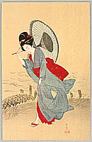 Soken Yamaguchi 1759-1818 - Bijin in the Rain - artelino Art Auctions. Soken Yamaguchi 1759-1818 - Bijin in the Rain