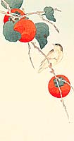 Gesso Yoshimoto 1881-1936 - Bird and Persimmons - artelino Art Auctions. Gesso Yoshimoto 1881-1936 - Bird and Persimmons