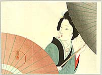 Eisen Tomioka 1864-1905 - Beauty and Umbrella - artelino Art Auctions. Eisen Tomioka 1864-1905 - Beauty and Umbrella