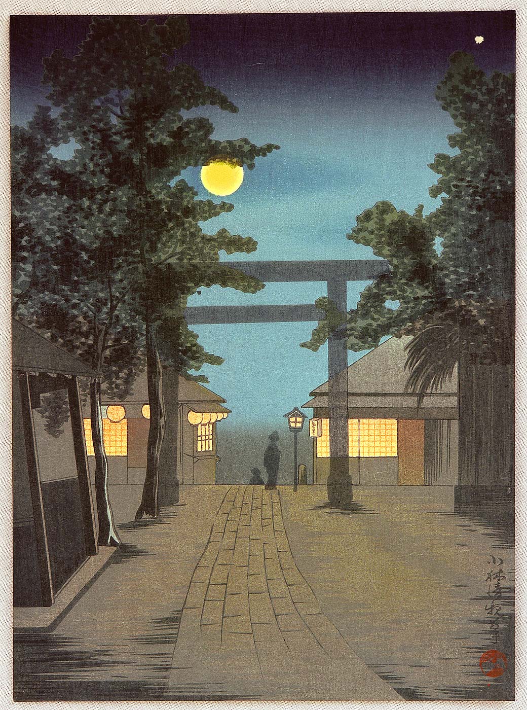 Kobayashi Kiyochika: Torii and Full Moon - Artelino - Ukiyo-e Search