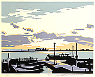 Saburo Miyata born 1924 - April - Evening at the Harbor - artelino Art Auctions. Saburo Miyata born 1924 - April - Evening at the Harbor